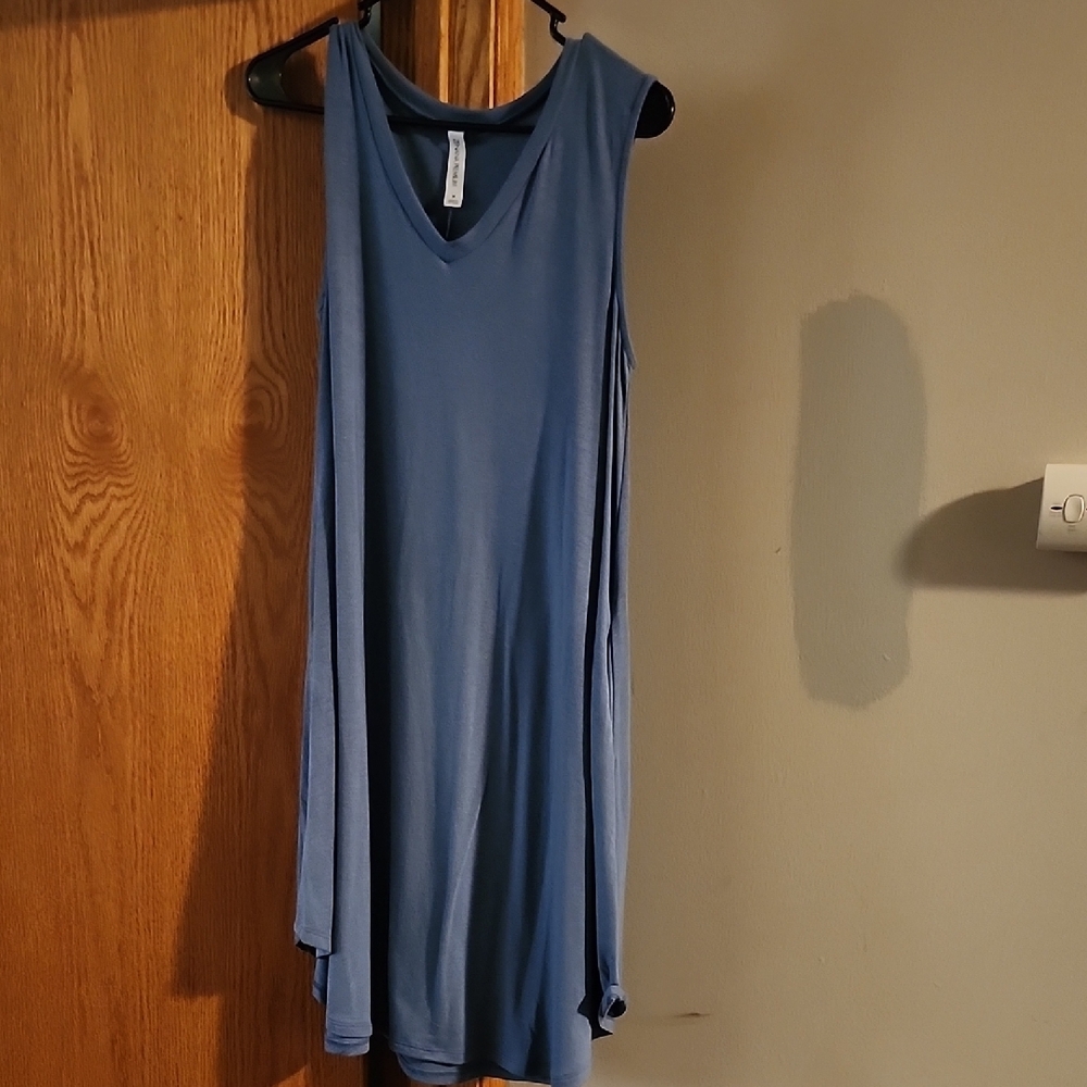 Blue Sleeveless V-Neck Midi Sundress